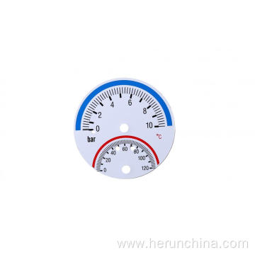 Dial plate for temperature and pressure gauge